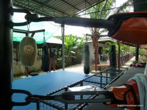 Die Puffbohne im Ring (oder besser am Ring) beim Tiger Muay Thai Trainingscenter auf Phuket (Thailand)
