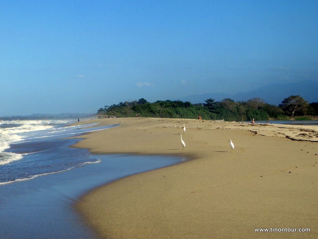 Fluss trifft Ozean - rechts vom Strand ist der Palomino River und links der Ozean