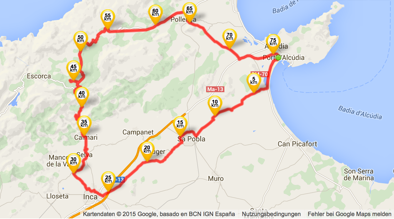 Meine "abgekürzte" Tour - immerhin fast 80km